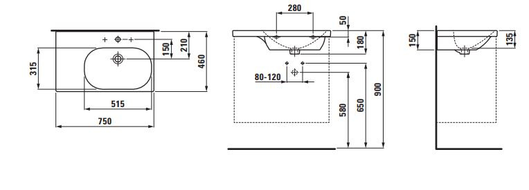 Laufen Lua Umywalka wisząca 75x46 cm z otworem na baterię biała H8170850001041 - odbiór osobisty: Kraków, Warszawa