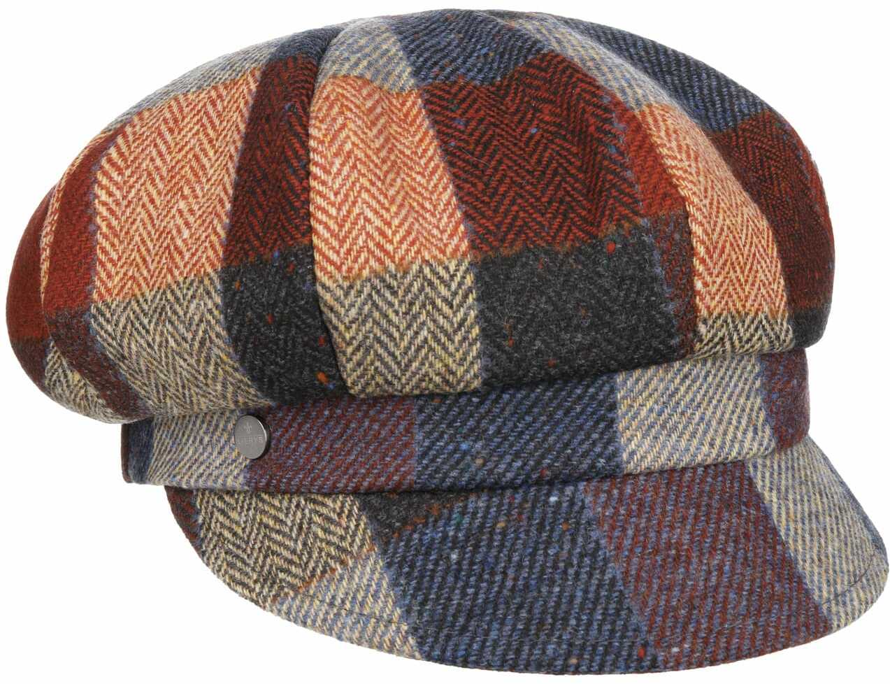 Czapka Kaszkiet Multicolour Herringbone by Lierys, niebiesko-czerwony, One Size