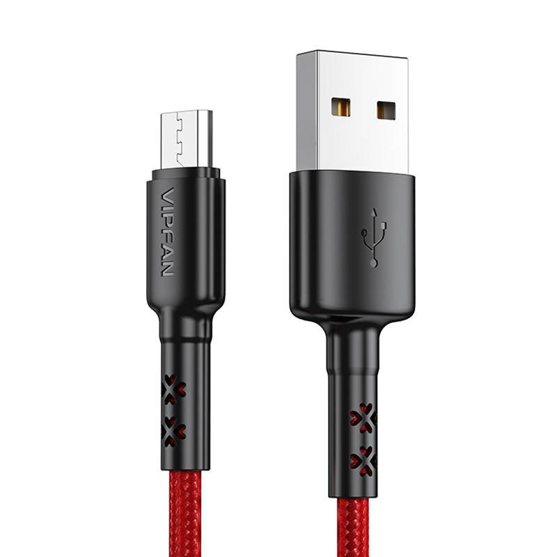 Kabel USB do Micro USB Vipfan X02, 3A, 1.8m czerwony