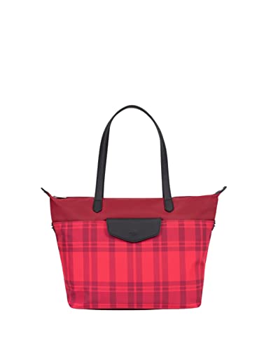 Hexagona Damska Paris Tote Carnaby Kolekcja - Czarna w Nylon-Ramię Kobieta Ręka Mała Torba-Torebka Crossbody, L: 47 x wys.: 28,5 x P: 14,5 cm, Czerwony, L : 47 x h : 28,5 x P : 14,5 cm