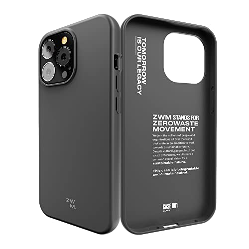 Etui na telefon iPhone 13 Pro, Ekologiczny Futerał na telefon, Cienki i Ochronny, w 100% Roślinny materiał, Kompostowalny i Biodegradowalny - ZWM™ INKY BLACK DESIGN