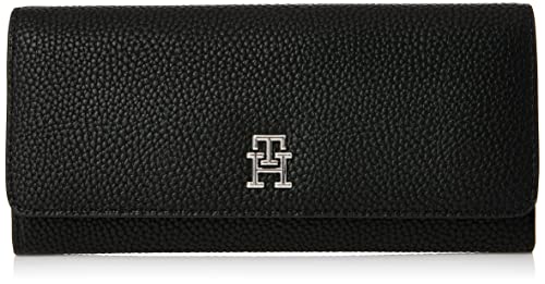 Tommy Hilfiger TH Emblem Large Flap Portfel, Damski portfel, czarny,