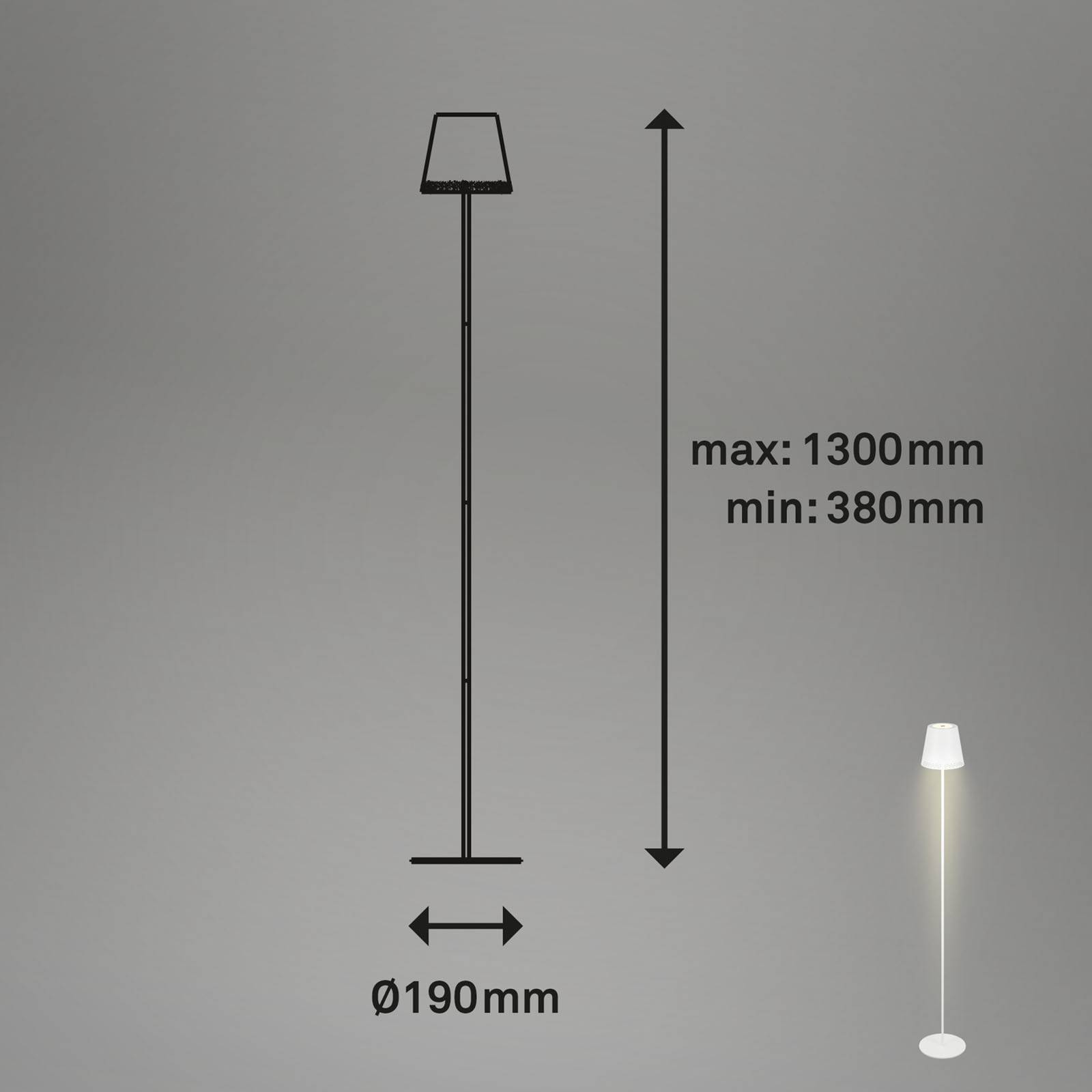Briloner Akumulatorowa lampa podłogowa LED Kiki, 2 700 K, biała