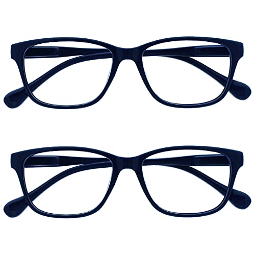 UV Reader Granatowe lekkie okulary do czytania, wartość, 2 sztuki, designerski, styl dla mężczyzn i kobiet, z etui UVR2PK027 +3,50