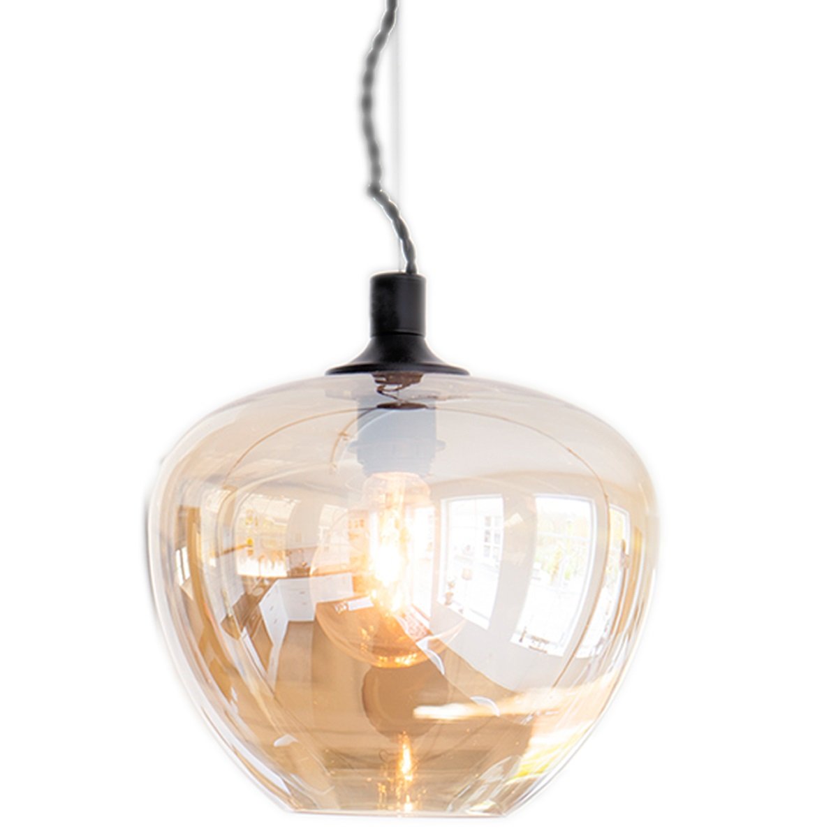 Szklana lampa wisząca Bellissimo, szara dymna