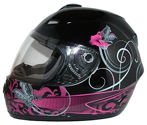ProtectWear Motocykl kask na całą twarz z wzorem ulicznym, czarny/fioletowy, M