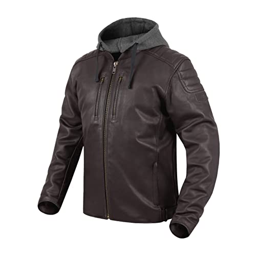 REBELHORN Impala Skórzana kurtka motocyklowa, certyfikowane ochraniacze na łokcie i ramiona, odpinany kaptur, wariant perforowany, RH-LJ-IMPALA_35_5XL, brązowy vintage, 5XL
