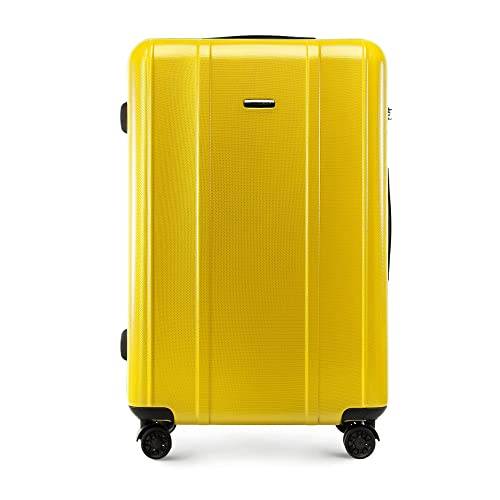 WITTCHEN Classic Line elegancka walizka z wytrzymałego poliwęglanu z pionowym tłoczeniem, zamek TSA, żółty, L, Nowoczesny