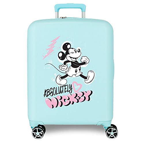 Disney Mickey Friendly Walizka kabiny Turkusowy 40x55x20 cms Twarde mocowanie ABS Wbudowany 38,4l 2,82 kg 4 koła Podwójne Bagaż Ręczny, niebieski, Talla única, Walizka kabinowa