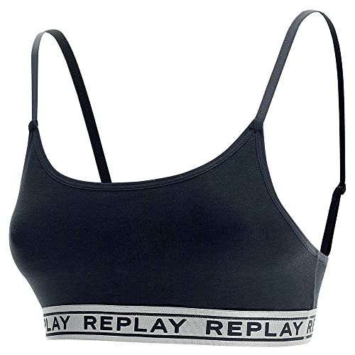 Replay Casualowy biustonosz sportowy czarny/srebrny/czarny M