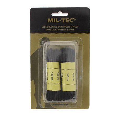 Mil-Tec - Sznurowadła bawełniane - 140 cm - Czarny - 12910002