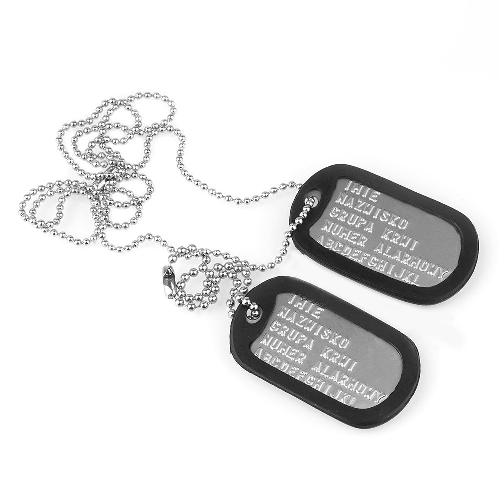 Nieśmiertelnik Dog-Tag - Srebrny + Wybicie Tekstu