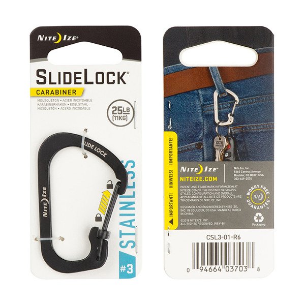 Nite Ize - Karabinek SlideLock® Carabiner Stainless Steel #3 - Czarny - CSL3-01-R6