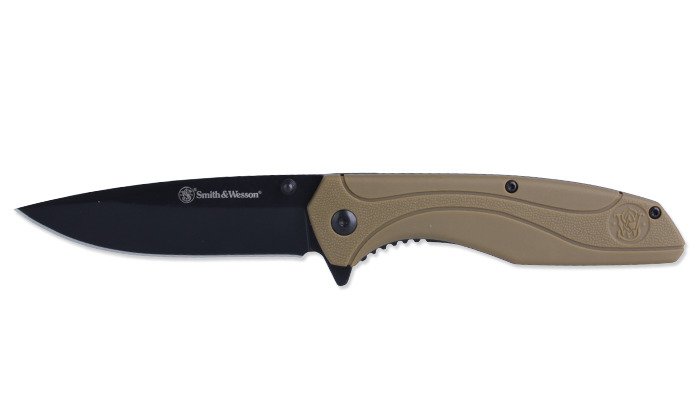 Smith&Wesson - Nóż składany Drop Point FDE Nylon - 1084312