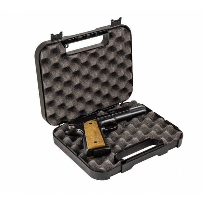 Kufer na pistolet Megaline 24,5x17,8x3,9 cm czarny z czarnymi klamrami