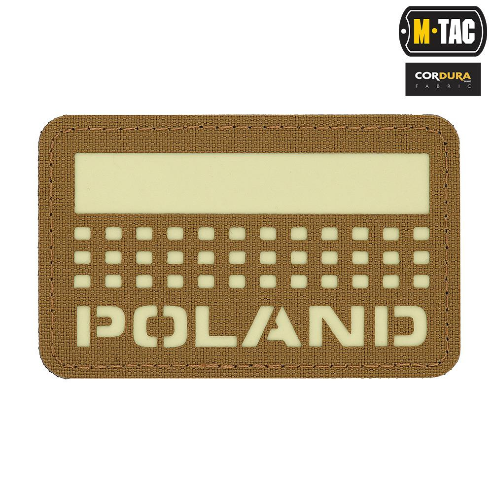 M-Tac - Naszywka Z Flagą i Napisem Poland - Fluorescencyjna - Piksele/Prostokąt - Coyote - 51006205