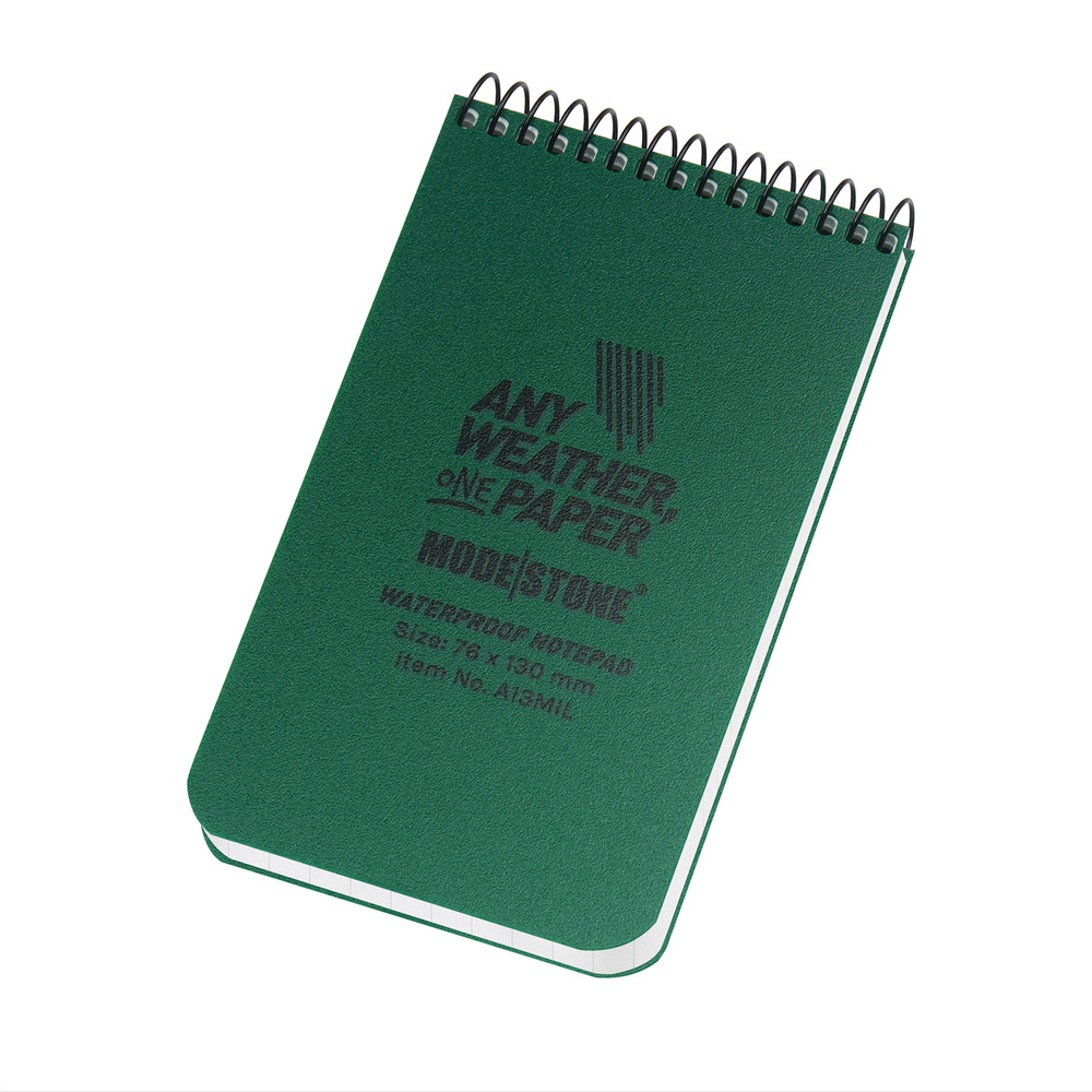 Modestone - Notes wodoodporny - 76 x 130 mm - 50 kartek - Zielony - A13MIL
