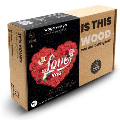 Puzzle Drewniane Duże Serce 140 Elementów Love Xl