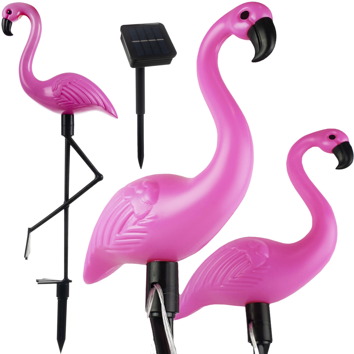 3 x Lampa Solarna Ozdobna Flaming Zestaw Flamingi GARDLOV