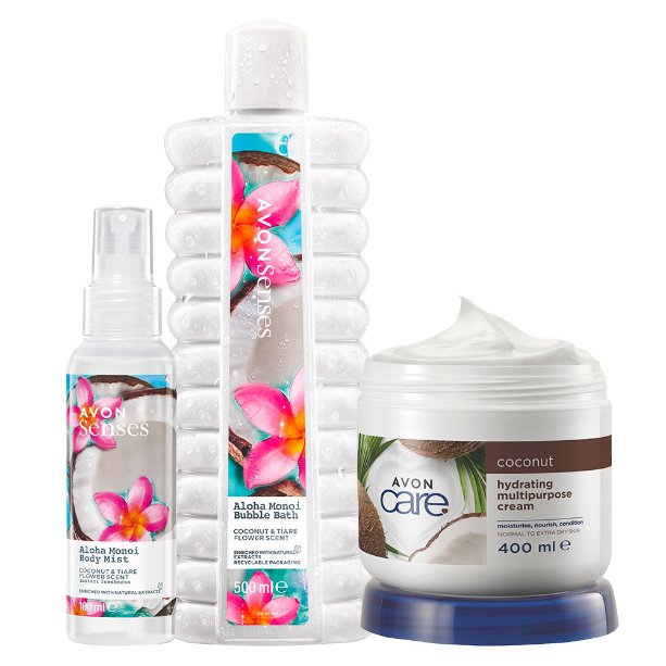 Avon, Aloha Monoi Kokos Tahiti, Zestaw Kosmetyków do Pielęgnacji, 3 szt.