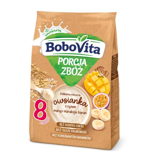 BoboVita Porcja zbóż Delikatna mleczna owsianka z ryżem mango-marakuja-banan, 210g - >>> DARMOWA od 99zł