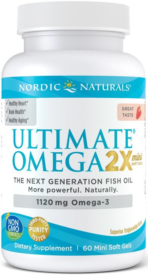 Ultimate Omega 2X Mini, 1120mg Strawberry - 60 mini softgels NORDIC NATURALS