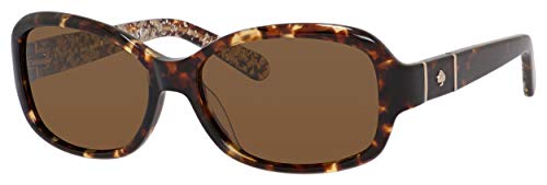 Kate Spade New York Damskie okrągłe okulary przeciwsłoneczne Cheyenne, Hawana i brązowy spolaryzowane, 55 mm