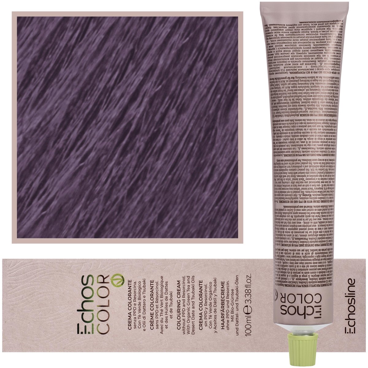 Echosline, Echos Color, Kremowa i trwała farba do włosów z woskiem pszczelim 5,27 Brąz Jasny Kasztanowy Fiolet, 100 ml