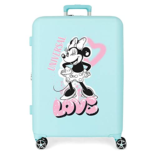 Disney Minnie Heart Walizka średniej wielkości 48x70x26 cms Twarde mocowanie ABS Wbudowany 88L 3,98 kg 4 Koła Podwójny, niebieski, Talla única, średnia walizka