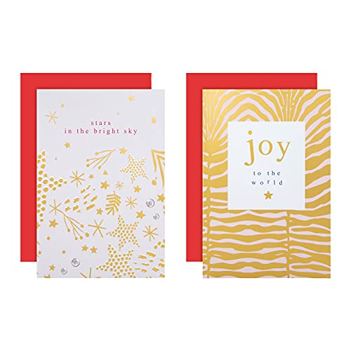 Hallmark Charytatywne kartki świąteczne - opakowanie 12 w 2 współczesnych złotych foliowanych wzorach
