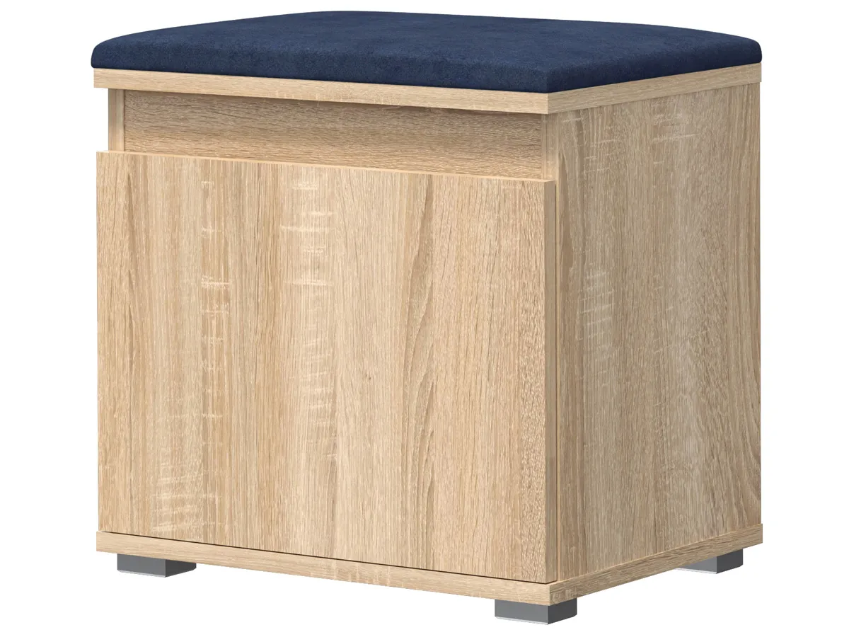 Pojedyncza szafka na buty z siedziskiem dąb sonoma + granat N8-T01