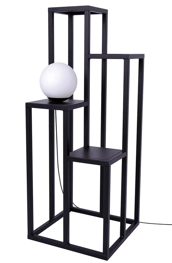 Czarny metalowy stojak na kwiaty z lampą Z0-F44