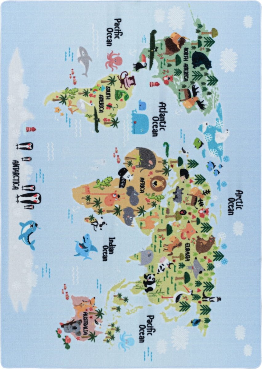 Dywan dziecięcy Play antypoślizgowy niebieski mapa, 160x230 cm