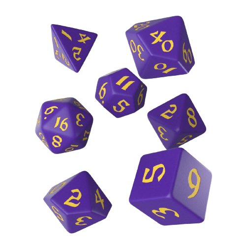 Kostki RPG Runiczny Zestaw 7 Fioletowo-Żółtych Kości