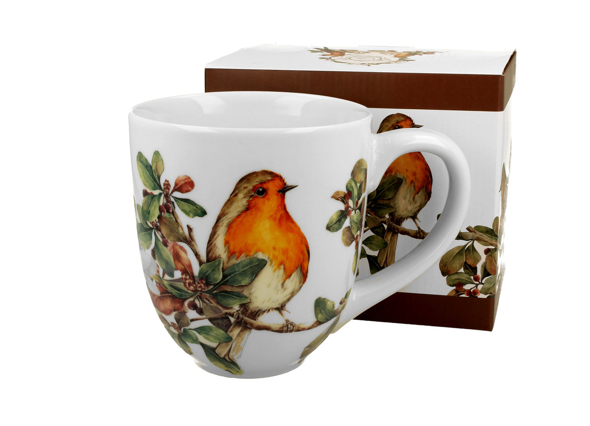Kubek do kawy i herbaty porcelanowy DUO RUDZIKI 1000 ml