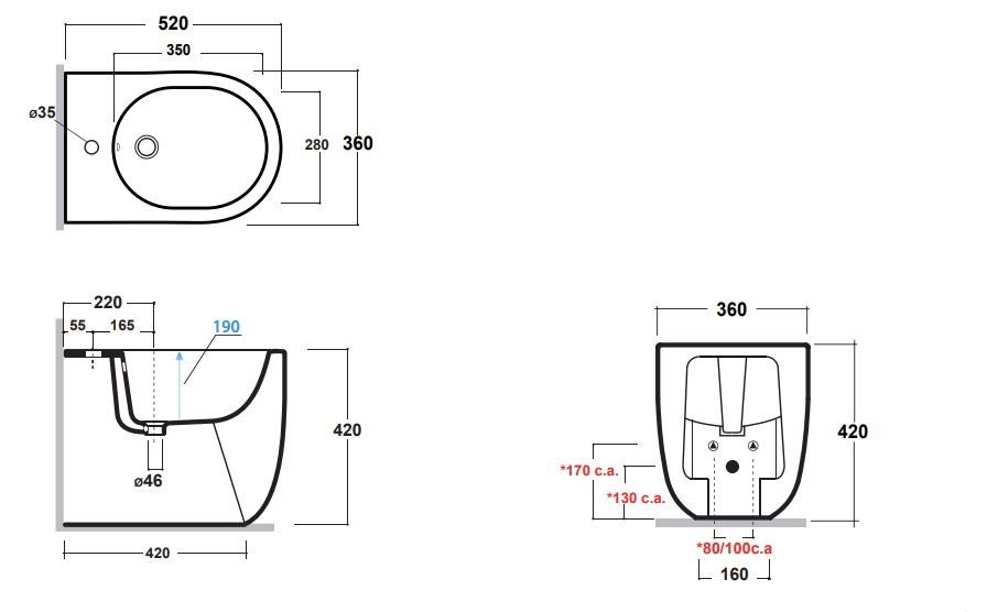 Olympia Ceramica Milady Bidet stojący 52x36 cm z biały MIL230101 - odbiór osobisty: Kraków, Warszawa