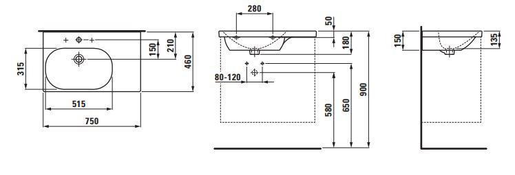 Laufen Lua Umywalka wisząca 75x46 cm z otworem na baterię z półką biała z powłoką LCC H8170864001041 - odbiór osobisty: Kraków, Warszawa