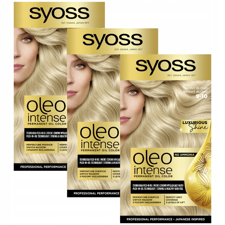 Syoss Oleo Farba do Włosów 9-10 Jasny Blond x3