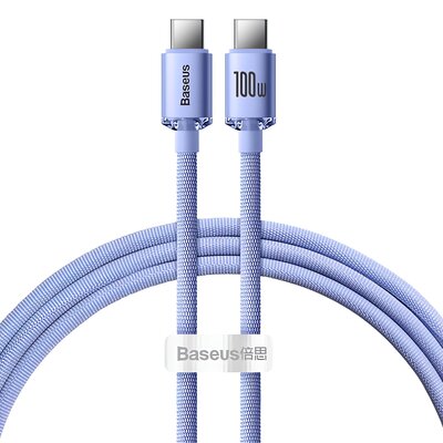 Baseus Crystal Shine Series kabel przewód USB do szybkiego ładowania i transferu danych USB Typ C - USB Typ C 100W 1,2m fioletowy (CAJY000605) CAJY000701