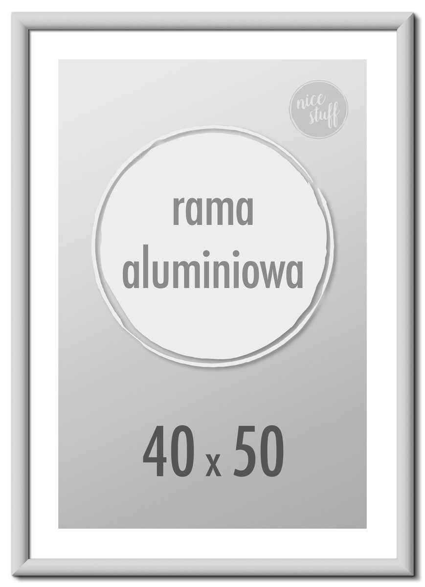 Ramka Na Zdjęcia 40X50 cm Ramki Aluminiowe 50X40 cm Srebrna