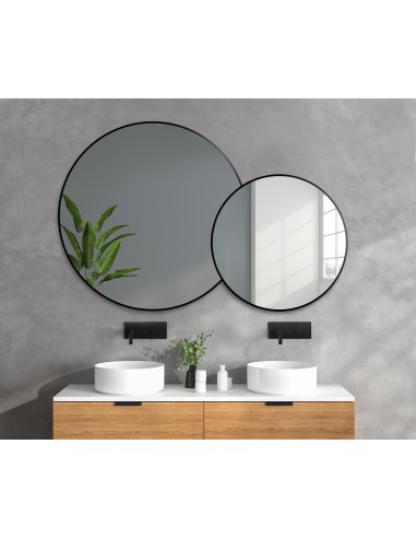 Zestaw okrągłe lustro w lustrze w ramie mdf - DOTTI, Wymiary: 60x92  ( fi60+fi43)