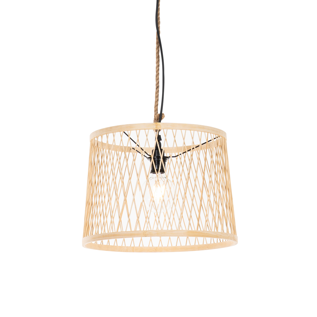 QAZQA Wiejska lampa wisząca zewnętrzna rattanowa 40 cm - Tatarak