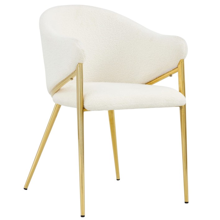 Krzesło Glamour DC-942 biały baranek złote nogi