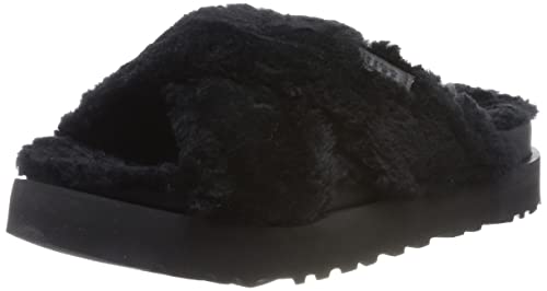 UGG Fuzz Sugar Cross Slide, Kapcie Damskie, Czarny, 40 EU