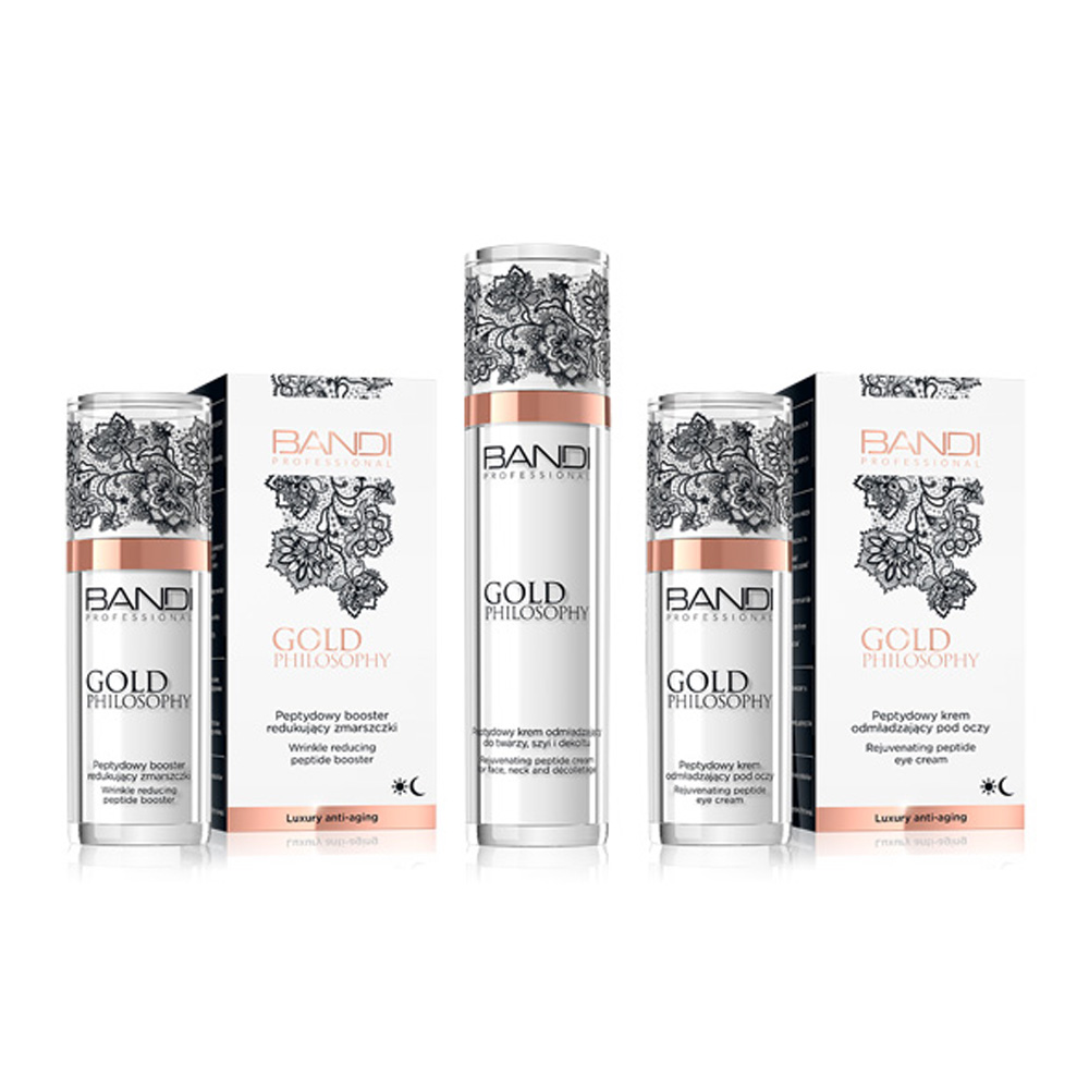 Bandi Gold Philosophy, zestaw do pielęgnacji twarzy, booster + krem do twarzy + krem pod oczy