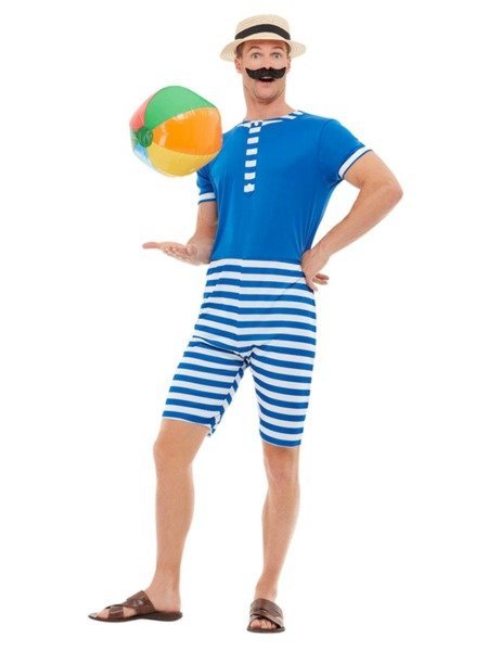 Smiffys Smiffys 50726M kostium kąpielowy z lat 20-tych, męski, niebieski i biały, M - rozmiar 96 cm - 100 cm 50726M