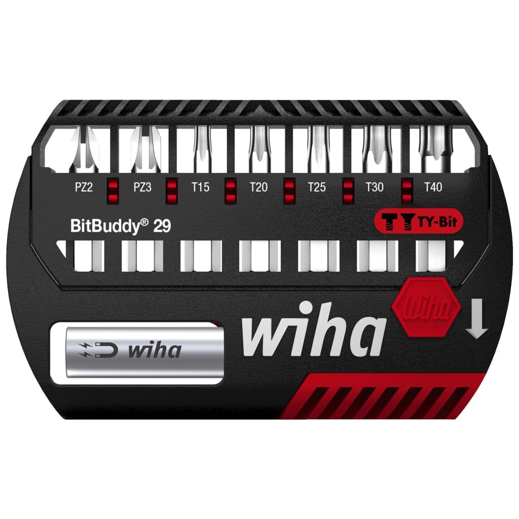 Wiha 8-częściowy zestaw bitów TY Bitbuddy, Pozidriv i Torx, 29 mm