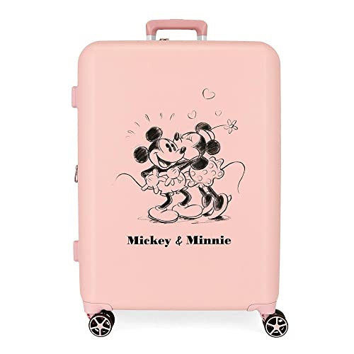 Disney Mickey & Minnie Kisses Walizka średniej wielkości Nude 48x70x26 cms Twarde mocowanie ABS Wbudowany 88L 3,98 kg 4 Koła Podwójne, Różowy, Talla única, średnia walizka