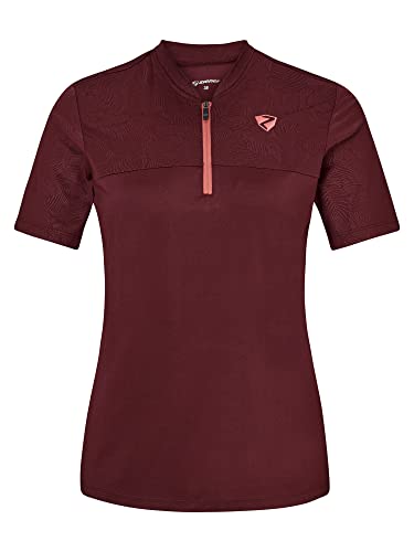 Ziener NELODI damska koszulka rowerowa/koszulka rowerowa – rower górski, rower wyścigowy – oddychająca, szybkoschnąca, elastyczna, z krótkim rękawem, Velvet Red, rozmiar 36