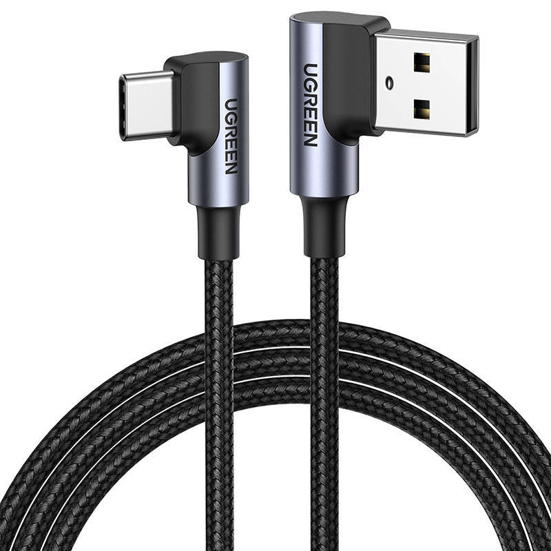 Ugreen kabel kątowy 90° USB C - USB 2.0 480Mb/s 3A 3m czarny (US176)